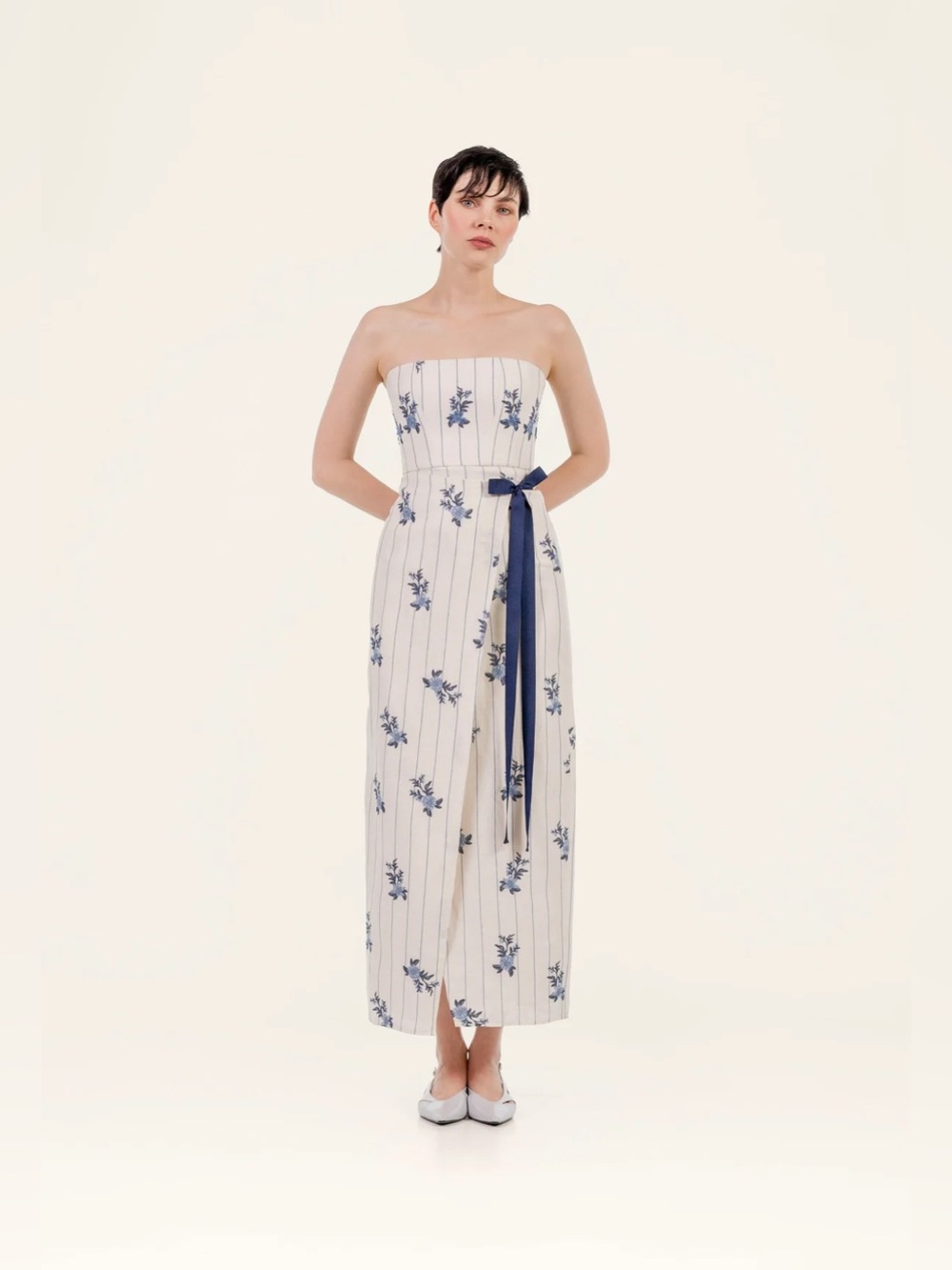 Agua by Agua Bendita New Cinefila Valle Maxi Dress Multicolor Linen XS